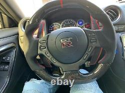 09-16 Fits Nissan R35 GTR Customize Carbon Fiber Steering Wheel FLAT BOTTOM
