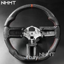 100% Carbon Fiber Steering Wheel Fit For Mustang GT 2012-2014 Red Line