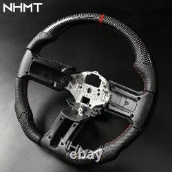 100% Carbon Fiber Steering Wheel Fit For Mustang GT 2012-2014 Red Line