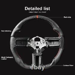 100% Carbon Fiber Steering Wheel Fit For Mustang GT 2012-2014 Red Line