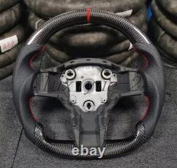 100%Real Carbon Fiber Flat Sport Steering Wheel for 2016+ Tesla Model 3 Model Y