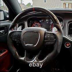 100%Real Carbon Fiber Flat Sport Steering Wheel for Dodge Charger Challenger SRT