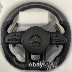 100% Real Carbon Fiber Flat Steering Wheel For Mercedes-Benz AMG Old to New