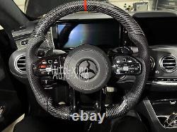 100% Real Carbon Fiber Flat Steering Wheel For Mercedes-Benz AMG Old to New