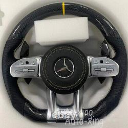 100% Real Carbon Fiber Flat Steering Wheel For Mercedes-Benz AMG Old to New