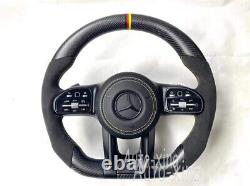 100% Real Carbon Fiber Flat Steering Wheel For Mercedes-Benz AMG Old to New