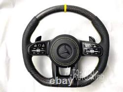 100% Real Carbon Fiber Flat Steering Wheel For Mercedes-Benz AMG Old to New