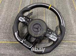 100% Real Carbon Fiber Flat Steering Wheel For Mercedes-Benz AMG Old to New