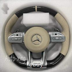 100% Real Carbon Fiber Flat Steering Wheel For Mercedes-Benz AMG Old to New