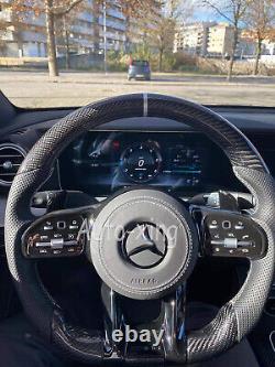 100% Real Carbon Fiber Flat Steering Wheel For Mercedes-Benz AMG Old to New