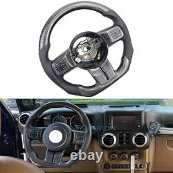 100% Real Carbon Fiber Leather Steering Wheel For 2011-2017 Jeep Wrangler JK JKU