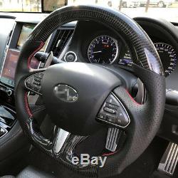 100% Real Carbon Fiber/Leather Steering Wheel For Infiniti Q50(No buttons)