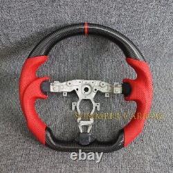 100% Real Carbon Fiber Steering Wheel Perforated Leather Fit Nissan 370z QX70