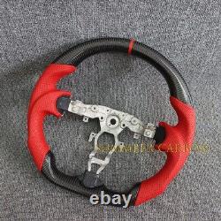 100% Real Carbon Fiber Steering Wheel Perforated Leather Fit Nissan 370z QX70