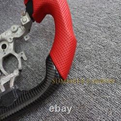 100% Real Carbon Fiber Steering Wheel Perforated Leather Fit Nissan 370z QX70