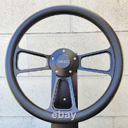 14 Billet Black Steering Wheel Carbon Fiber Half Wrap GMC Modern Licensed Horn