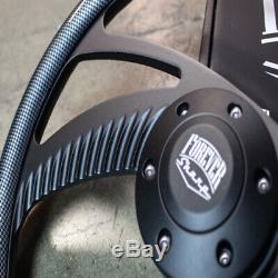 14 Black Steering Wheel Billet 6-Hole with Carbon Fiber Wrap