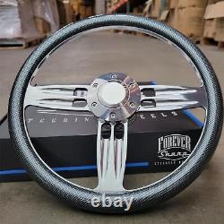 14 Inch Billet Carbon Fiber Billet Steering Wheel + Horn 6 Hole C10 Camaro