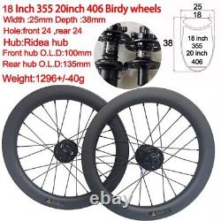 18/20er 406/355 Carbon Fiber Road Bike Wheelset 25x38mm Clincher Disc Brake Hub
