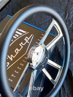 18 Inch Billet Semi Truck Steering Wheel Black Carbon Fiber Vinyl Grip 5 Hole