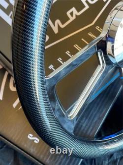 18 Inch Chrome Semi Truck Steering Wheel Carbon Fiber Hydrodipped Grip 5 Hole