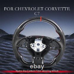 1X Hydro Dip Carbon Fiber Steering Wheel For Chevrolet Corvette C7 ZR1 Z06 14-19