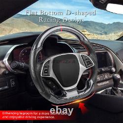 1X Hydro Dip Carbon Fiber Steering Wheel For Chevrolet Corvette C7 ZR1 Z06 14-19