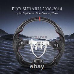 1X Hydro Dip Carbon Fiber Steering Wheel For Subaru WRX STI 2008-2014 Nappa Grip