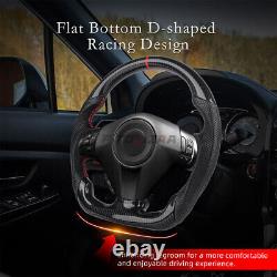 1X Hydro Dip Carbon Fiber Steering Wheel For Subaru WRX STI 2008-2014 Nappa Grip