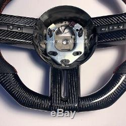 2005-2009 Ford Mustang Red Stitch Real Carbon Fiber Steering Wheel