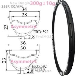 29er Mountain Bike Carbon Fiber Rims Asymmetric Hookless Tubeless Bicycle Wheels