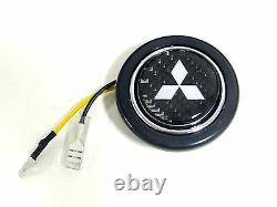 2 Carbon Fiber Diamond Steering Wheel Horn Button For Mitsubishi