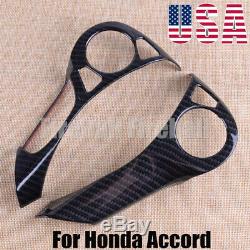 2x ABS Carbon Fiber Steering Wheel Cover Trim Fit For Honda Accord 2014-2017 US