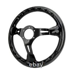 350mm 14'' Carbon Fiber Racing Steering Wheel Gloss Rectangular Hole 6 Bolts