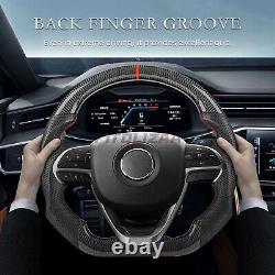 3K Carbon Fiber Steering Wheel For Jeep Grand Cherokee 2014-2024 Leather Grips