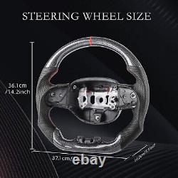 3K Carbon Fiber Steering Wheel For Jeep Grand Cherokee 2014-2024 Leather Grips