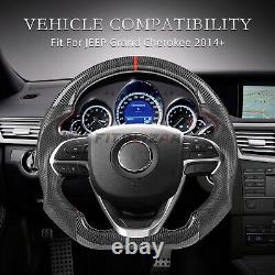 3K Carbon Fiber Steering Wheel For Jeep Grand Cherokee 2014-2024 Leather Grips