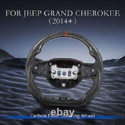 3K Carbon Fiber Steering Wheel For Jeep Grand Cherokee 2014-2024 Leather Grips