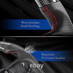 3K Carbon Fiber Steering Wheel For Jeep Grand Cherokee 2014-2024 Leather Grips