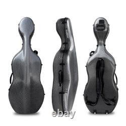 4/4 Cello Case Carbon Fiber, Strong & Light, Black Stripe, with Wheels
