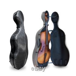 4/4 Cello Case Carbon Fiber, Strong & Light, Black Stripe, with Wheels