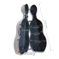 4/4 Cello Case Carbon Fiber, Strong & Light, Black Stripe, with Wheels