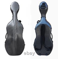 4/4 Cello Case Carbon Fiber, Strong & Light, Black Stripe, with Wheels