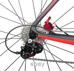56cm Disc brake Carbon Bicycle AERO Road Bike Red 700C Frame Wheels Clincher 11s