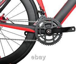 56cm Disc brake Carbon Bicycle AERO Road Bike Red 700C Frame Wheels Clincher 11s