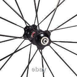 60mm 700C Road Bike Carbon Wheels Clincher Bicycle Wheelset Basalt Rim Brake