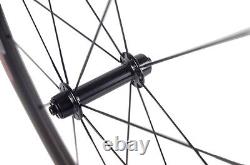 700C 100% Carbon Fiber Wheelset 50mm Clincher Aluminum Braking Surface Wheels