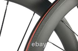 700C 50mm Carbon Fiber Wheels Front+Rear Carbon Wheelset 23mm Width Clincher 3K