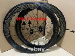 700C 65mm Carbon Fiber Bicycle Wheelset Road Bike V Brake Rim Brake Wheels11S