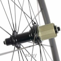 700C Carbon Fiber Bicycle Wheelset Road Clincher Bike Wheels Basalt Braking